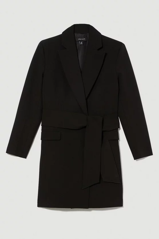 Flash Sale π₯ Karen Millen Stretch Cady Tie Belt Blazer Mini π Dress - black π― - Image 4