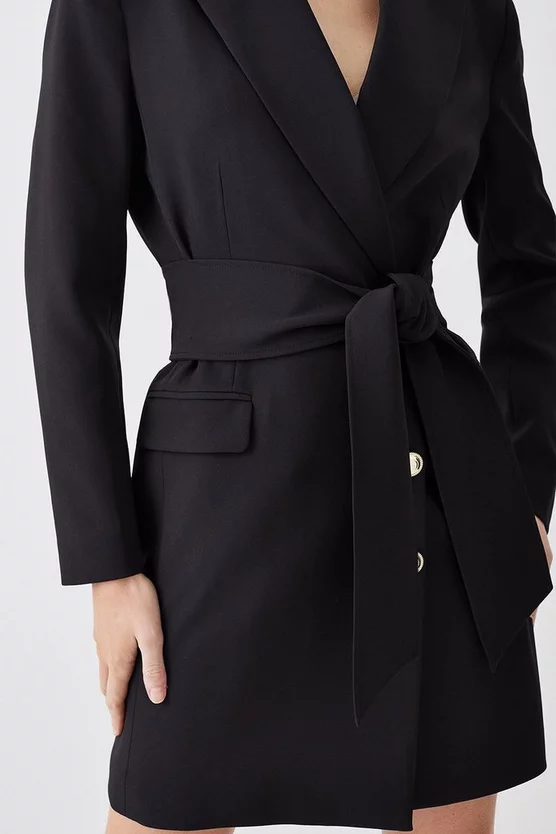 Flash Sale π₯ Karen Millen Stretch Cady Tie Belt Blazer Mini π Dress - black π― - Image 5
