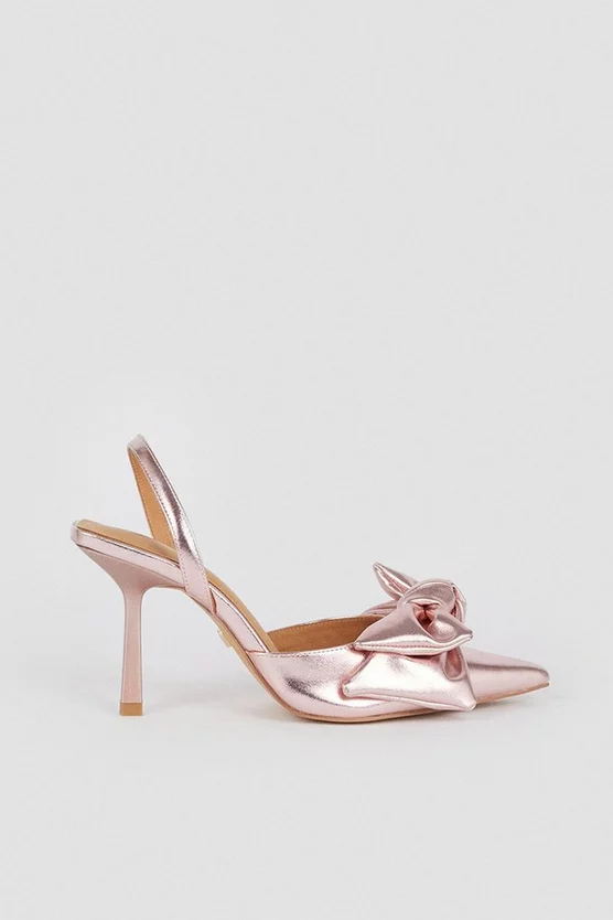 Budget π― Karen Millen Satin Extreme Bow Slingback Court Heel β - Image 3