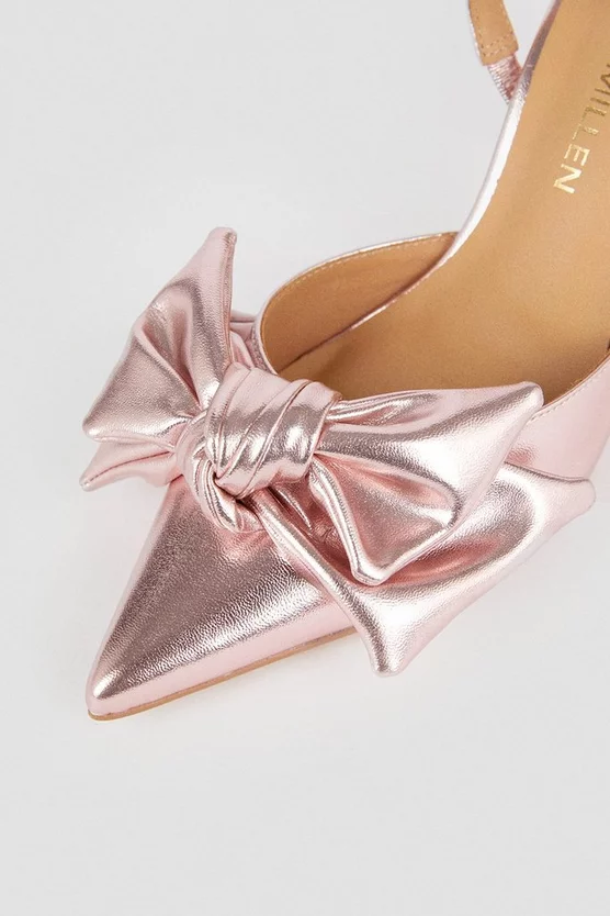 Budget π― Karen Millen Satin Extreme Bow Slingback Court Heel β - Image 4