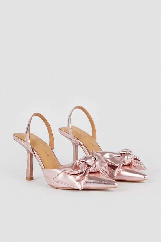 Budget π― Karen Millen Satin Extreme Bow Slingback Court Heel β - Image 5