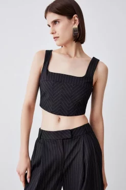 Outlet β€οΈ Karen Millen Pinstripe Bralet Top - black π