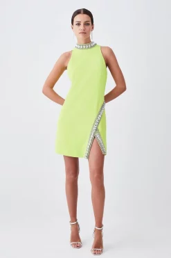 Wholesale β Karen Millen Petite Crystal Embellished Woven Mini π Dress - lime π