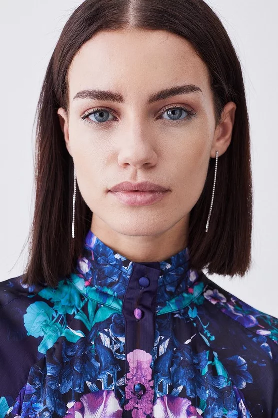 Promo β Karen Millen Petite Boarder Floral Print Satin Woven Midi π Dress - purple β€οΈ - Image 2