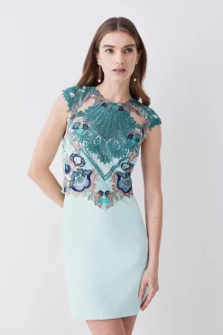 Wholesale π Karen Millen Metallic Guipure Lace Mirrored Mini π Dress - mint π₯°