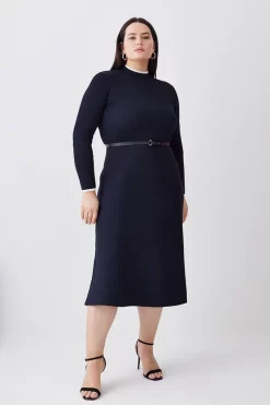 Best reviews of π Karen Millen Plus Size Rib Knit Belted Midi π Dress - navy π