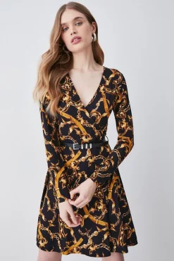 Best reviews of 💯 Karen Millen Belted Viscose Blend Long Sleeve Jersey Skater 👗 Dress 😍
