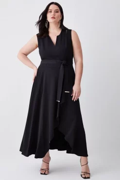 Wholesale π Karen Millen Plus Size Compact Stretch Viscose Waterfall Midi π Dress β€οΈ