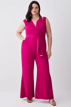 Best Pirce ❤️ Karen Millen Plus Size Soft Tailored Wide Leg Jumpsuit - magenta 😍