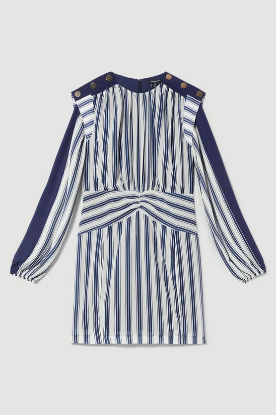 Top 10 π Karen Millen Military Stripe Twist Detail Mini π Dress - navy π― - Image 4