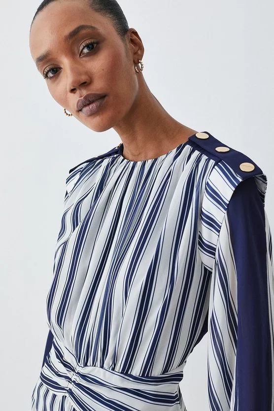 Top 10 π Karen Millen Military Stripe Twist Detail Mini π Dress - navy π― - Image 5