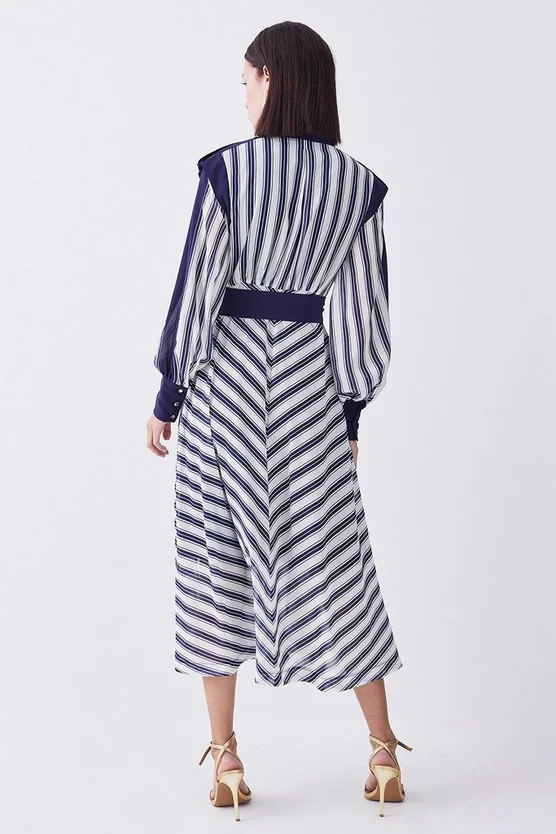 Wholesale π― Karen Millen Petite Military Stripe Woven Midi π Dress - navy β - Image 3