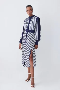 Best reviews of β€οΈ Karen Millen Military Stripe Woven Midi π Dress - navy β¨