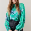 Cheapest 🧨 Karen Millen Green Rose Georgette Blouse - apple green ⭐