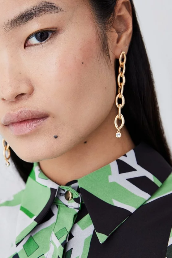 Top 10 ⭐ Karen Millen Jigsaw Geo Georgette Belted Woven 👚 Shirt 👗 Dress 👏 - Image 5