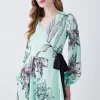 Cheap 🎉 Karen Millen Floral 🔨 Hammered Satin Woven Wrap Mini 👗 Dress - green 😀