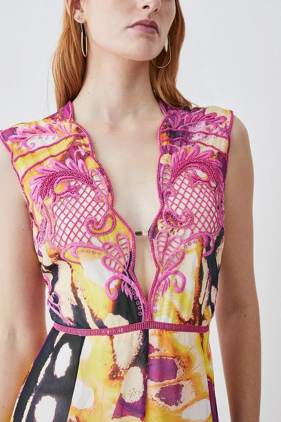 Cheapest π Karen Millen Floral Applique Kimono Woven Maxi π Dress - multi 𧨠- Image 2