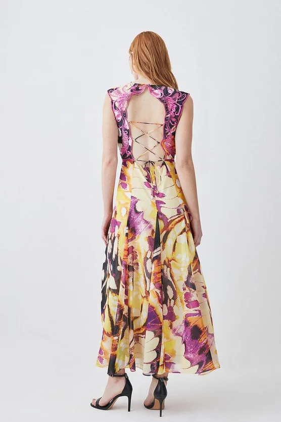 Cheapest π Karen Millen Floral Applique Kimono Woven Maxi π Dress - multi 𧨠- Image 3