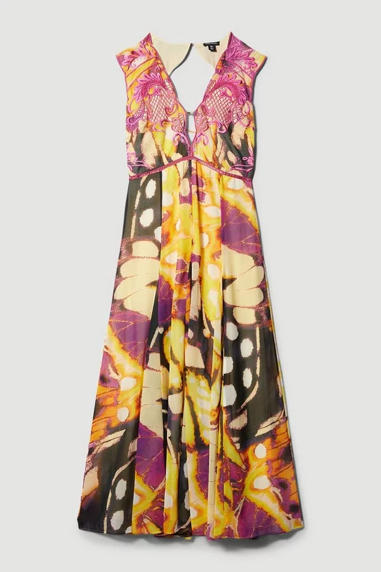 Cheapest π Karen Millen Floral Applique Kimono Woven Maxi π Dress - multi 𧨠- Image 4