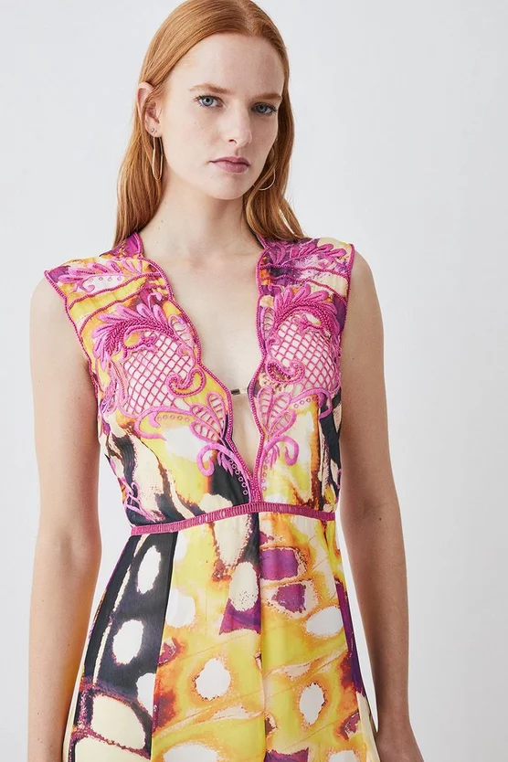 Cheapest π Karen Millen Floral Applique Kimono Woven Maxi π Dress - multi 𧨠- Image 5