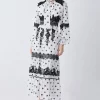Best Pirce 😍 Karen Millen Tall Polka Dot Mix Lace & Embroidery Maxi 👗 Dress - white 🎁