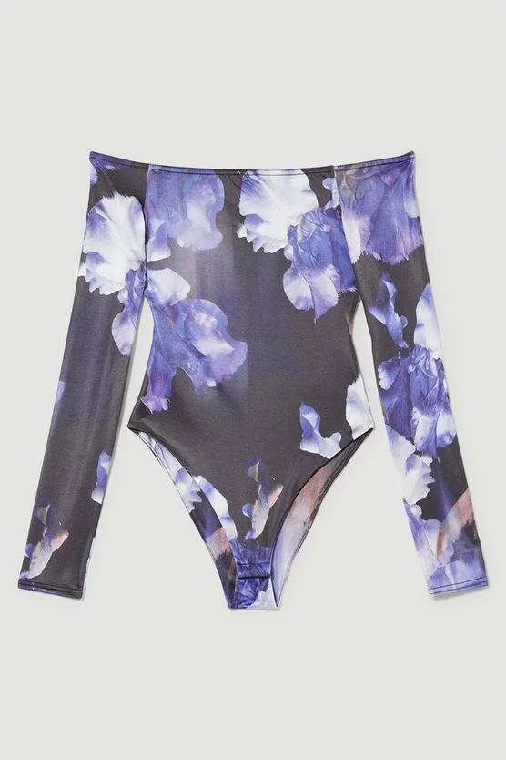 Hot Sale β€οΈ Karen Millen Floral Slinky Bardot Jersey Body π― - Image 4