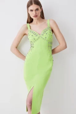 Buy 👏 Karen Millen Embellished Stretch Woven Midi 👗 Dress ✨