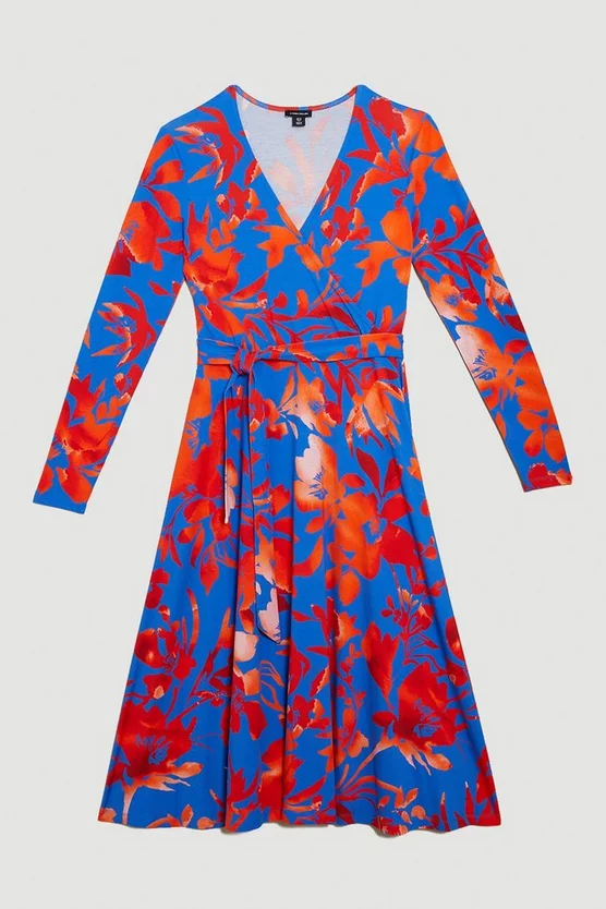 Deals π€© Karen Millen Self Belted Wrap Long Sleeve Viscose Blend Jersey Midaxi π Dress π€©