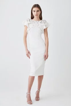 Top 10 π― Karen Millen Tall Embellished Stretch Woven Midi π Dress - mono βοΈ