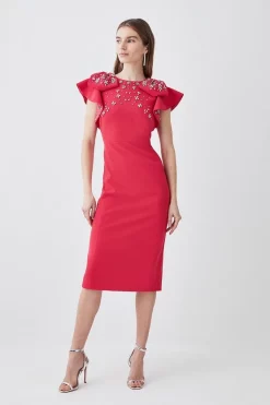 Wholesale π Karen Millen Petite Embellished Stretch Woven Midi π Dress - hot pink π―