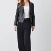 Best deal 👍 Karen Millen Leather Asymmetric Zip Through Collarless Biker Jacket - black 😀