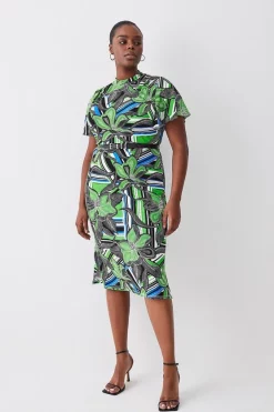 Top 10 🥰 Karen Millen Plus Size Angel Sleeve Viscose Blend Jersey Midi 👗 Dress 🎁