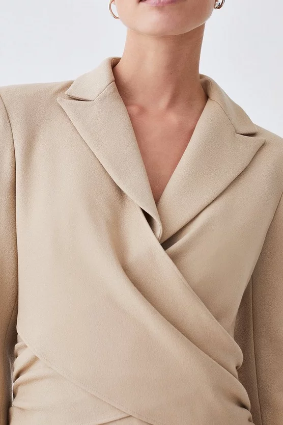 Deals 👍 Karen Millen Petite Compact Crepe Wrap Waist Pencil Midi 👗 Dress 🤩 - Image 5