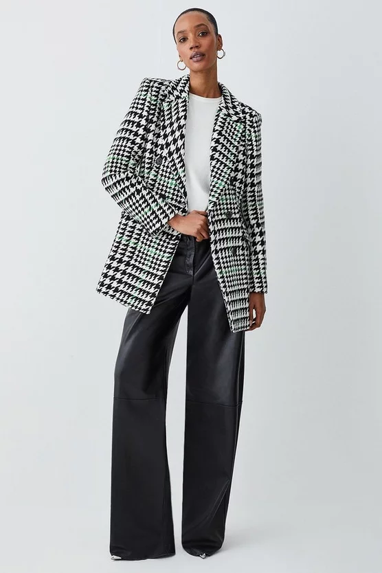 Top 10 ❤️ Karen Millen Italian Wool Mix Check Double Breast Short 🧥 Coat - multi ✨