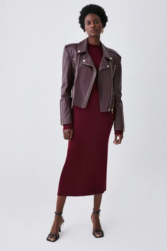 Coupon π₯ Karen Millen Leather Strong Shoulder Biker Jacket π - Image 2