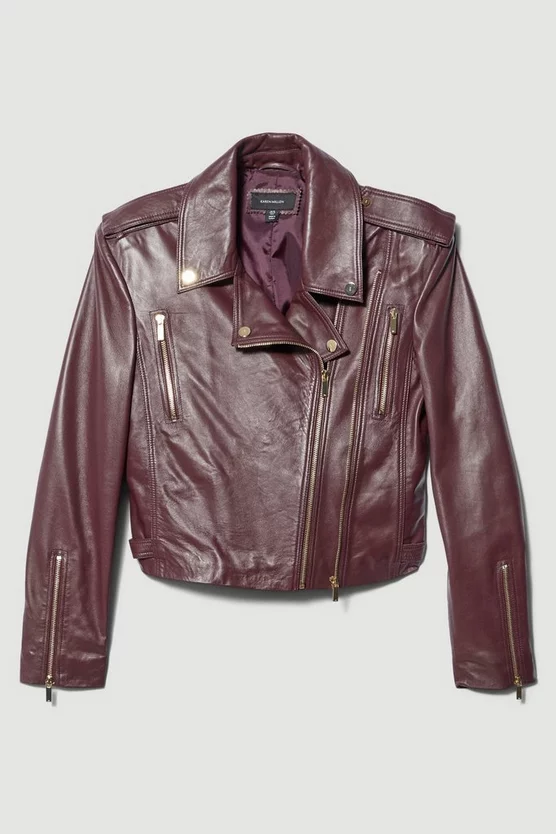 Coupon π₯ Karen Millen Leather Strong Shoulder Biker Jacket π - Image 4