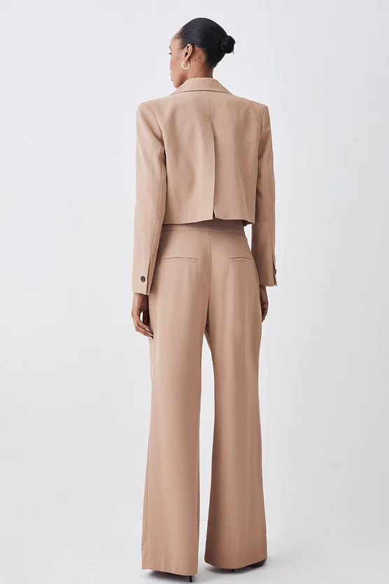 Hot Sale π Karen Millen Soft Twill Button Wide Leg Trouser - camel π - Image 3