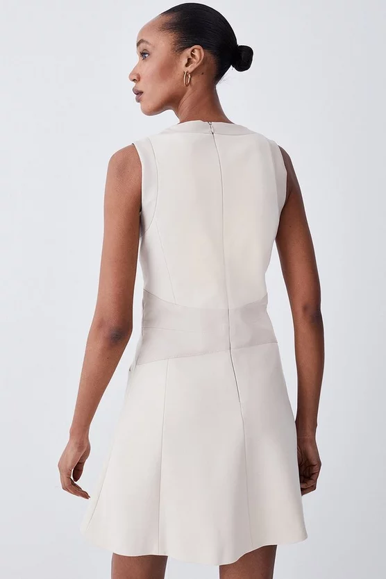 Budget โญ Karen Millen Ponte & Faux Leather A Line Flippy Mini ๐ Dress ๐ - Image 3