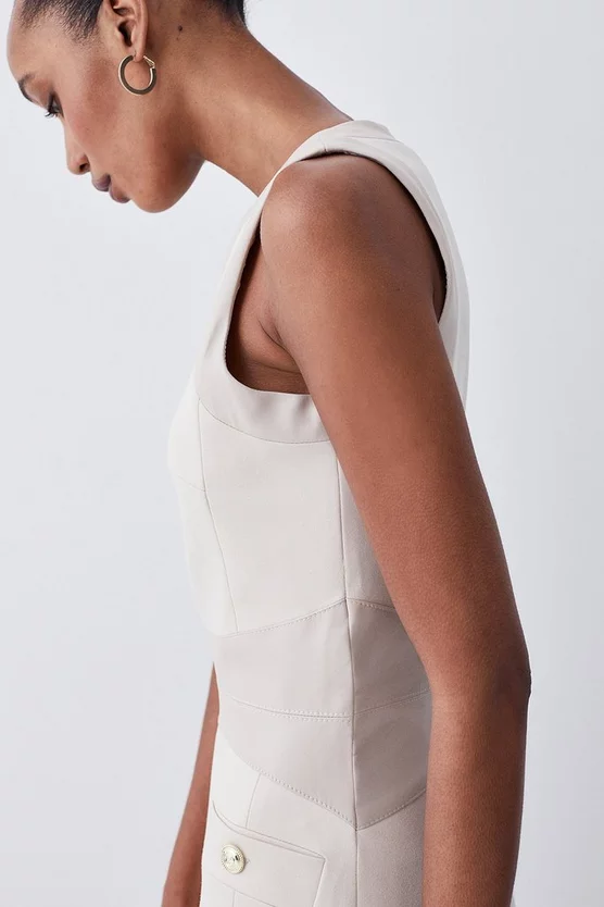 Budget โญ Karen Millen Ponte & Faux Leather A Line Flippy Mini ๐ Dress ๐ - Image 5