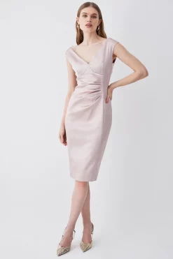 Best reviews of β¨ Karen Millen Italian Structured Satin Off The Shoulder Pencil Midi π Dress π₯