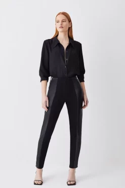 Outlet ⌛ Karen Millen Ponte & Faux Leather Zip Detail Jodhpur Leggings 🎉