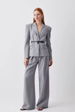 Best Sale 🧨 Karen Millen Tailored Wide Leg Trouser - grey marl 🎉