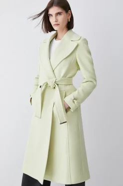 Budget ✨ Karen Millen Italian Virgin Wool Belted Collared 🧥 Coat 👏