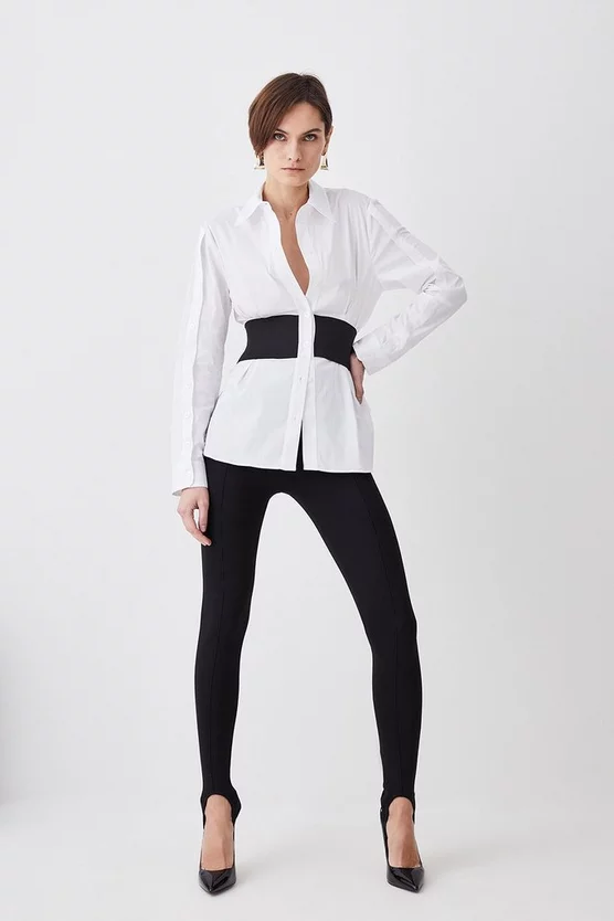 Outlet ✨ Karen Millen Cinched Waist Tailored 👚 Shirt - white 😉 - Image 2