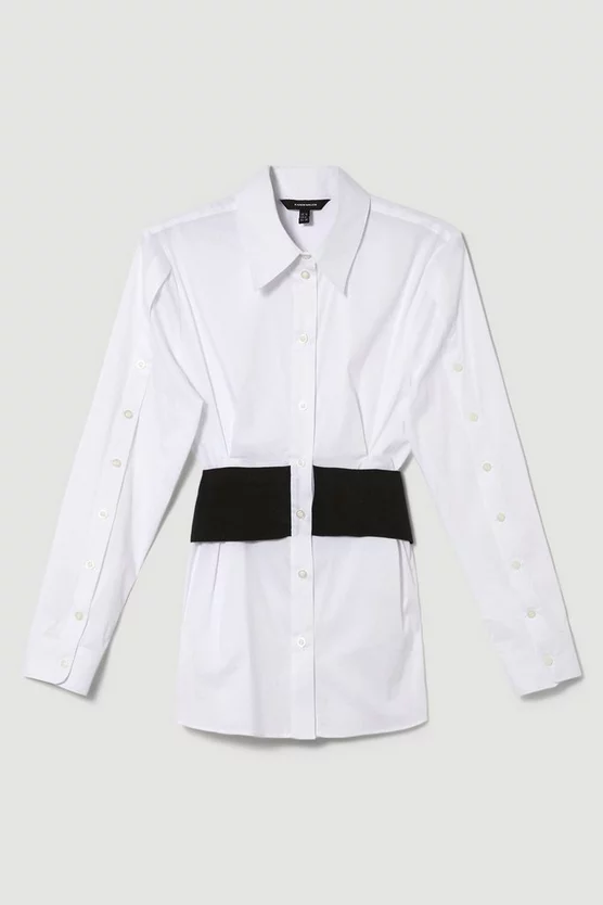 Outlet ✨ Karen Millen Cinched Waist Tailored 👚 Shirt - white 😉 - Image 4