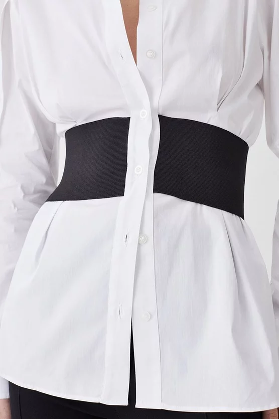 Outlet ✨ Karen Millen Cinched Waist Tailored 👚 Shirt - white 😉 - Image 6