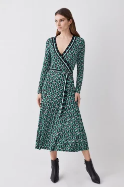 Best reviews of β Karen Millen Self Belt Viscose Blend Long Sleeve Jersey Midi π Dress β