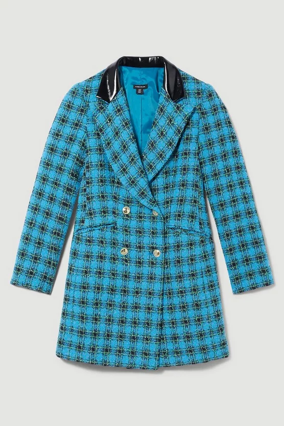 Hot Sale π Karen Millen Italian Check Boucle Tailored Tux Mini π Dress π - Image 4