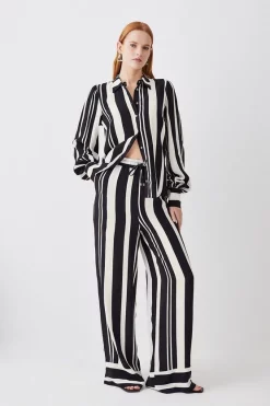 Best Pirce 🤩 Karen Millen Mixed Stripe Woven Wide Leg Trouser - mono 🧨
