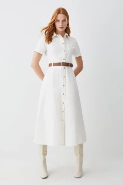 Cheapest ❤️ Karen Millen Tailored Belted Midi 👕 Shirt 👗 Dress - ivory 🌟